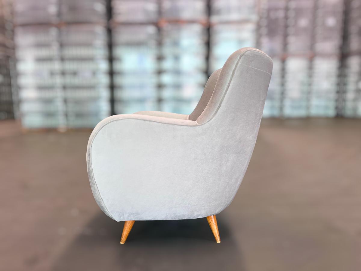 Fauteuils Modernes brésiliens en bois dur et Ultra suede, Giuseppe Scapinelli, 1950s en vente 1