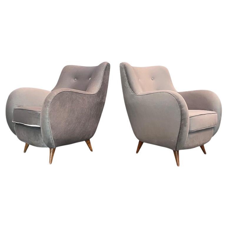 Brazilian Modern Armchairs in Hardwood & Ultra suede, Giuseppe Scapinelli, 1950s