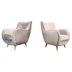 Brazilian Modern Armchairs in Hardwood & Ultra suede, Giuseppe Scapinelli, 1950s