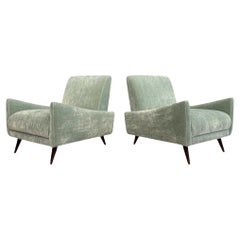 Brazilian Modern Armchairs in Hardwood & Velvet Att. to Jorge Zalszupin, 1960s