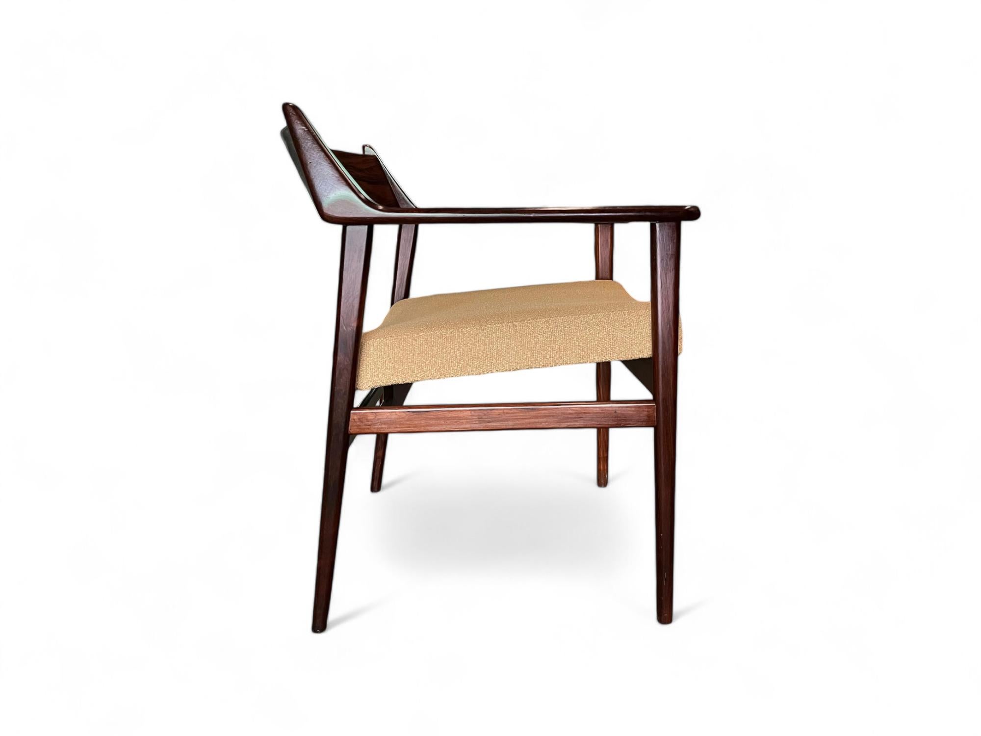 Brazilian Modern Armchairs in Hardwood & Yellow Boucle, Jorge Jabour, Brazil For Sale 4