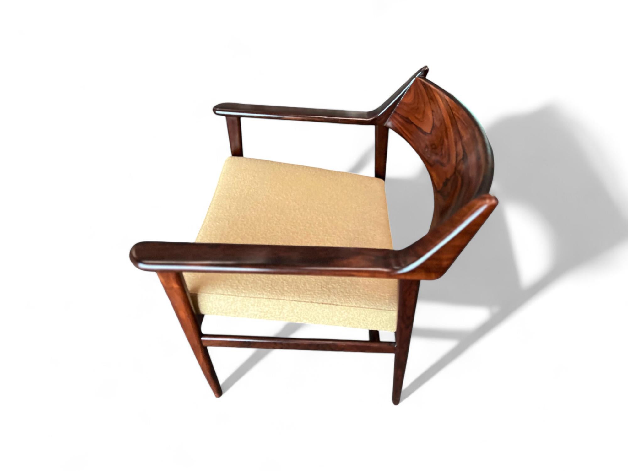 Brazilian Modern Armchairs in Hardwood & Yellow Boucle, Jorge Jabour, Brazil For Sale 5