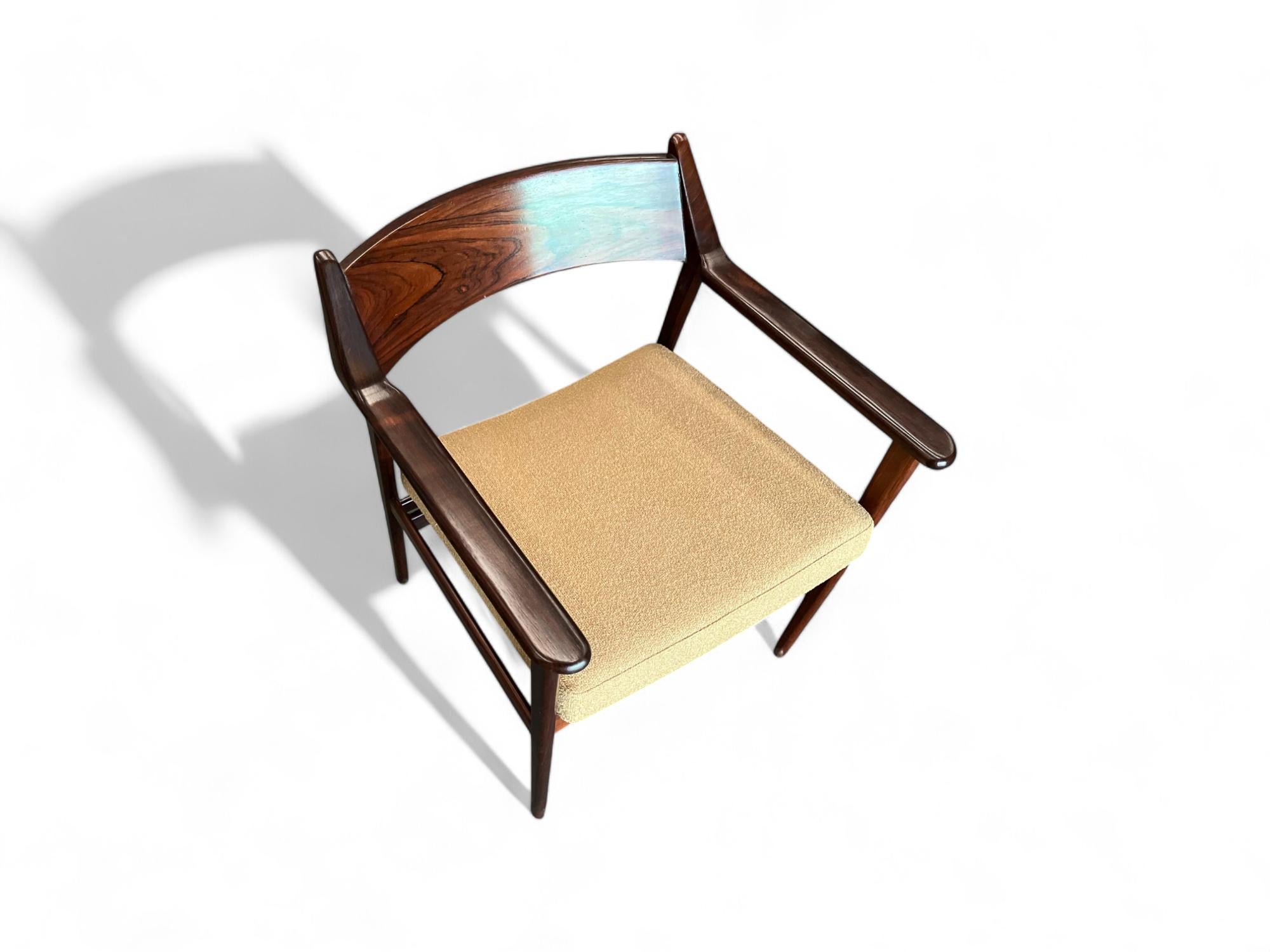 Brazilian Modern Armchairs in Hardwood & Yellow Boucle, Jorge Jabour, Brazil For Sale 6