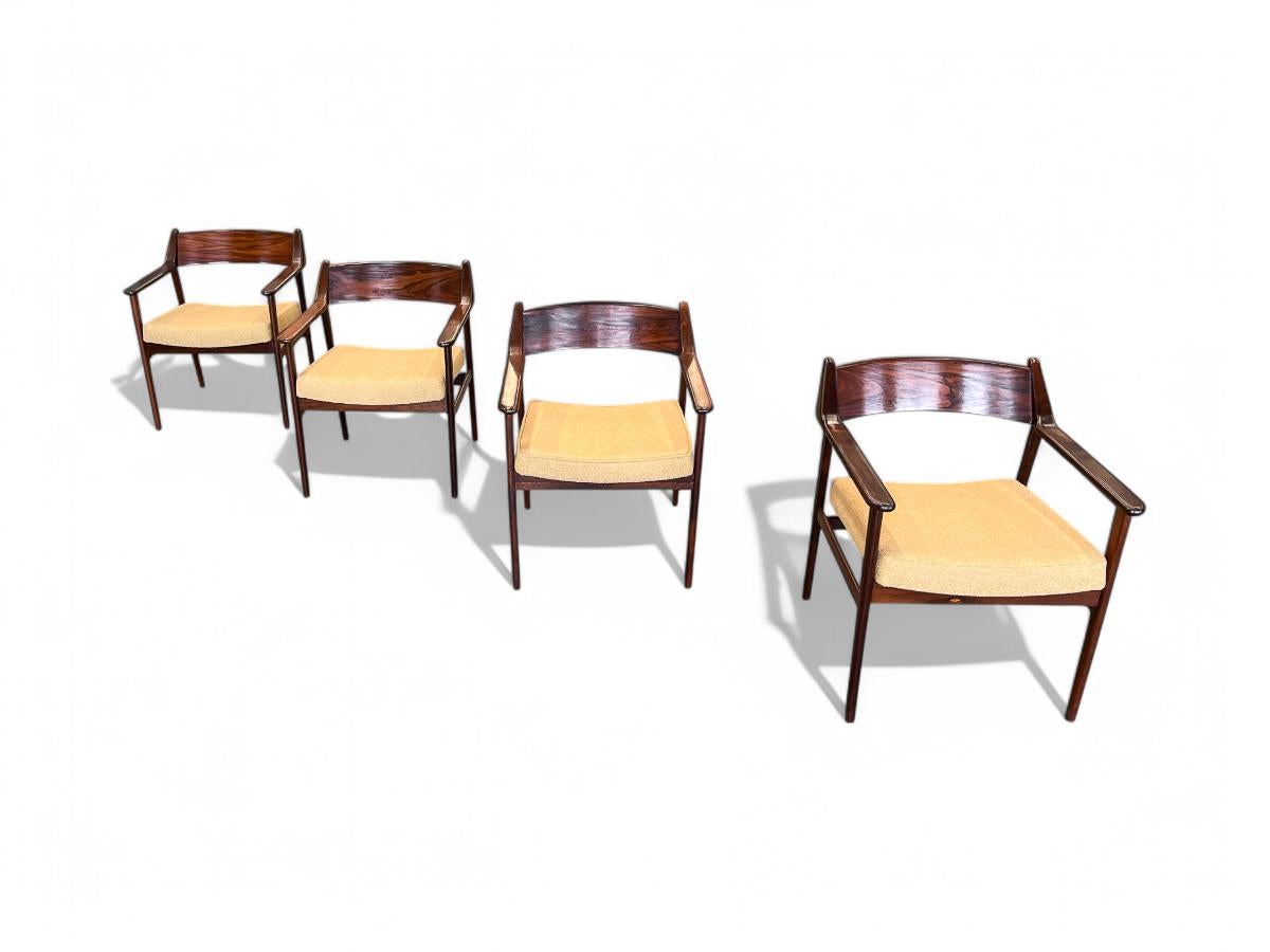 Mid-Century Modern Brazilian Modern Armchairs in Hardwood & Yellow Boucle, Jorge Jabour, Brazil For Sale