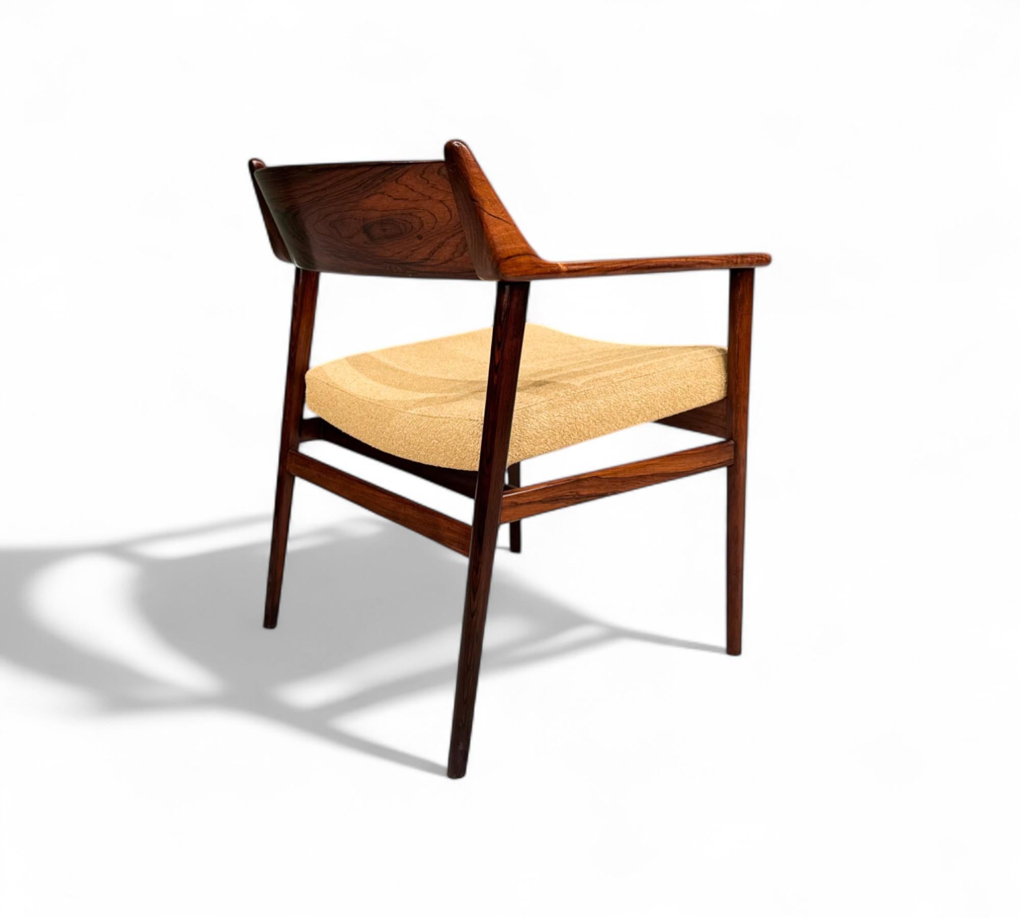 Hand-Painted Brazilian Modern Armchairs in Hardwood & Yellow Boucle, Jorge Jabour, Brazil For Sale