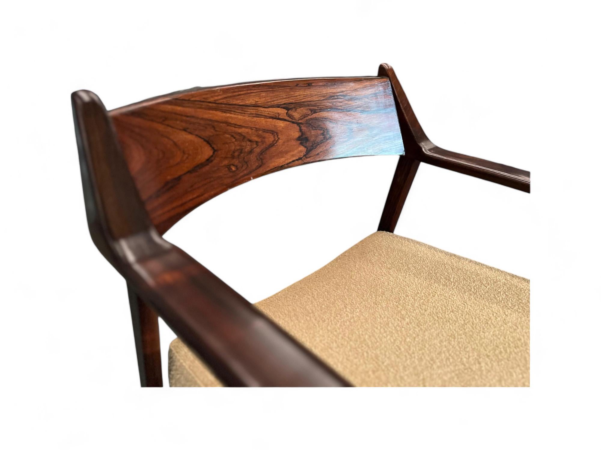 20th Century Brazilian Modern Armchairs in Hardwood & Yellow Boucle, Jorge Jabour, Brazil For Sale