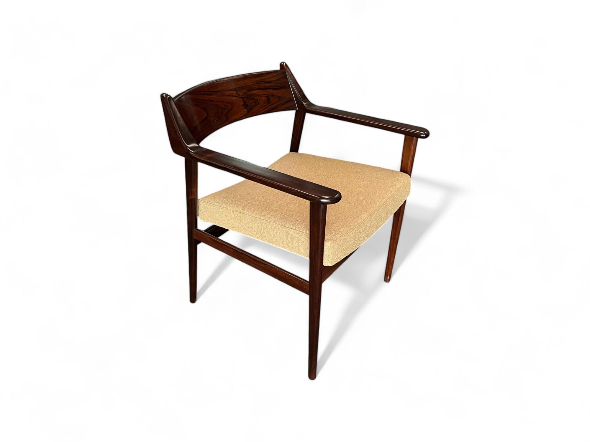 Brazilian Modern Armchairs in Hardwood & Yellow Boucle, Jorge Jabour, Brazil For Sale 1