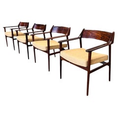 Brazilian Modern Armchairs in Hardwood & Yellow Boucle, Jorge Jabour, Brazil