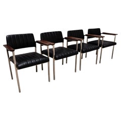Fauteuils brésiliens Modernity en acier, cuir et Wood Unknown, 1960s, Brésil