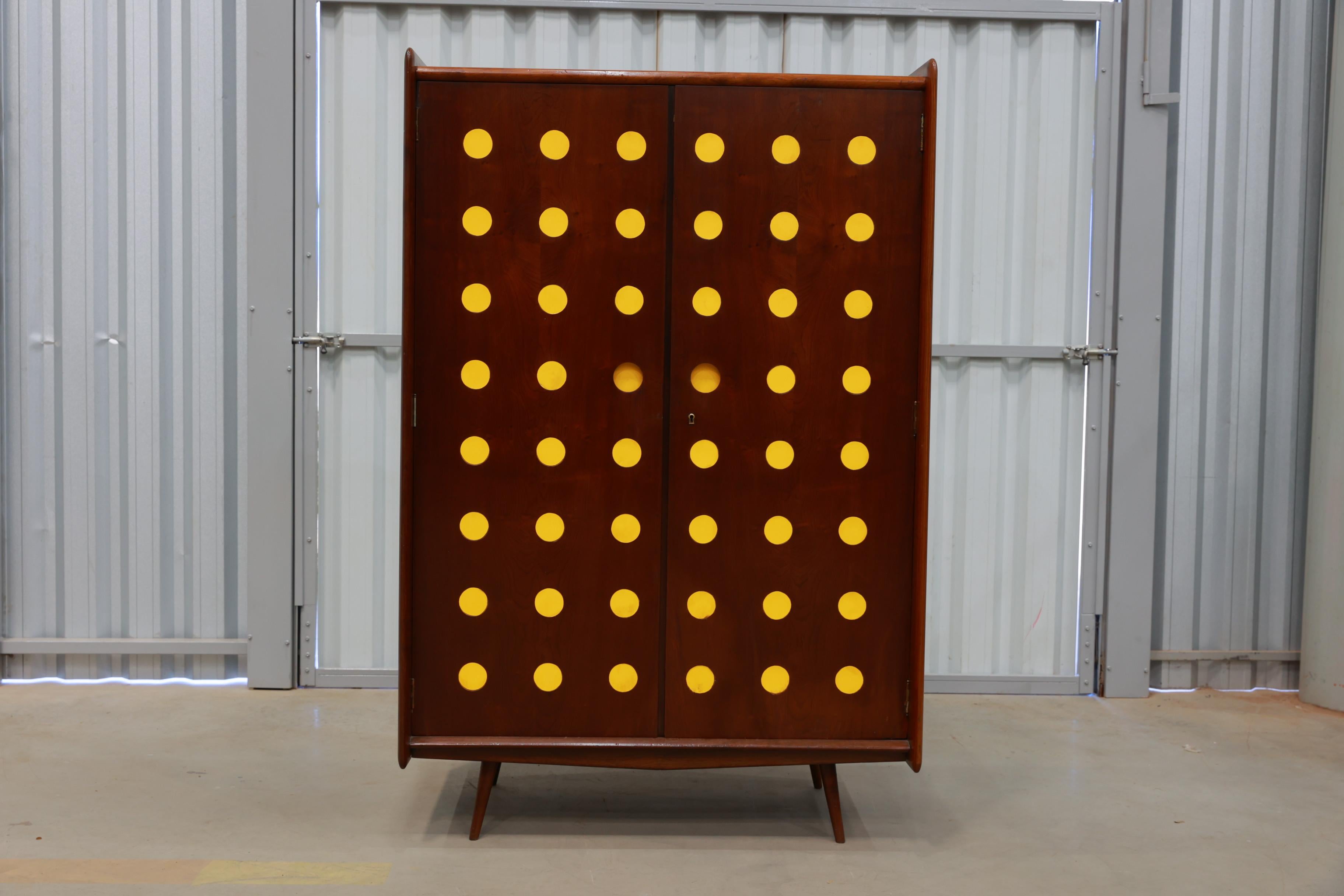 Mid-Century Modern Brazilian Modern Armoire in Hardwood by Moveis Cimo, 1950s, Brazil For Sale