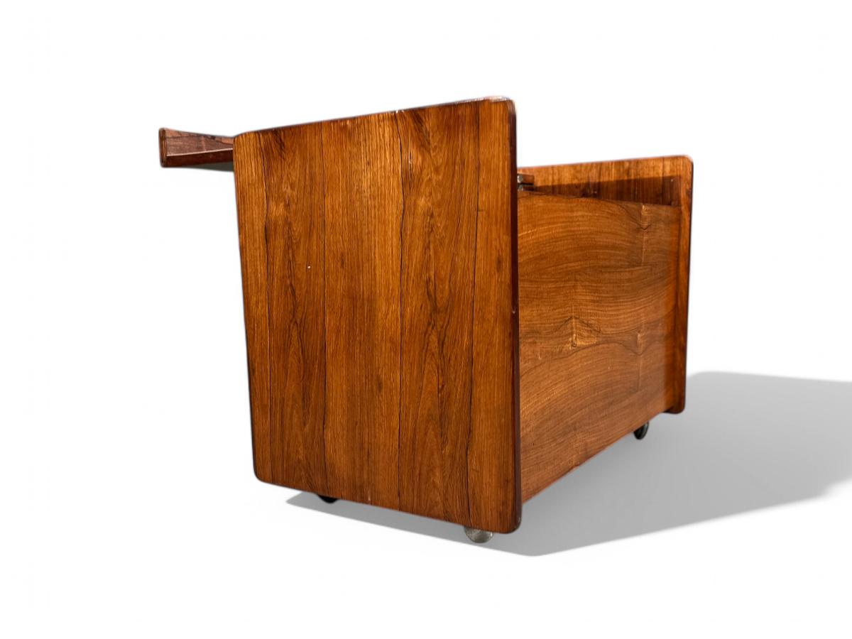 Steel Brazilian Modern Bar Cart in Hardwood by Sergio Rodrigues, 1962, Brazil For Sale
