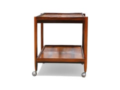 Brazilian Modern Bar Cart in Hardwood & Chrome Wheels, Jorge Jabour Mauad, 1960s