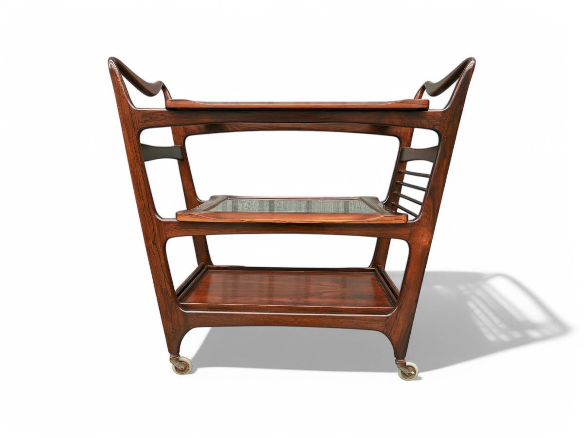 Brasilianischer moderner Barwagen aus Hartholz und Glas von Carlo Hauner, 1950er Jahre, Brasilien (Moderne der Mitte des Jahrhunderts) im Angebot