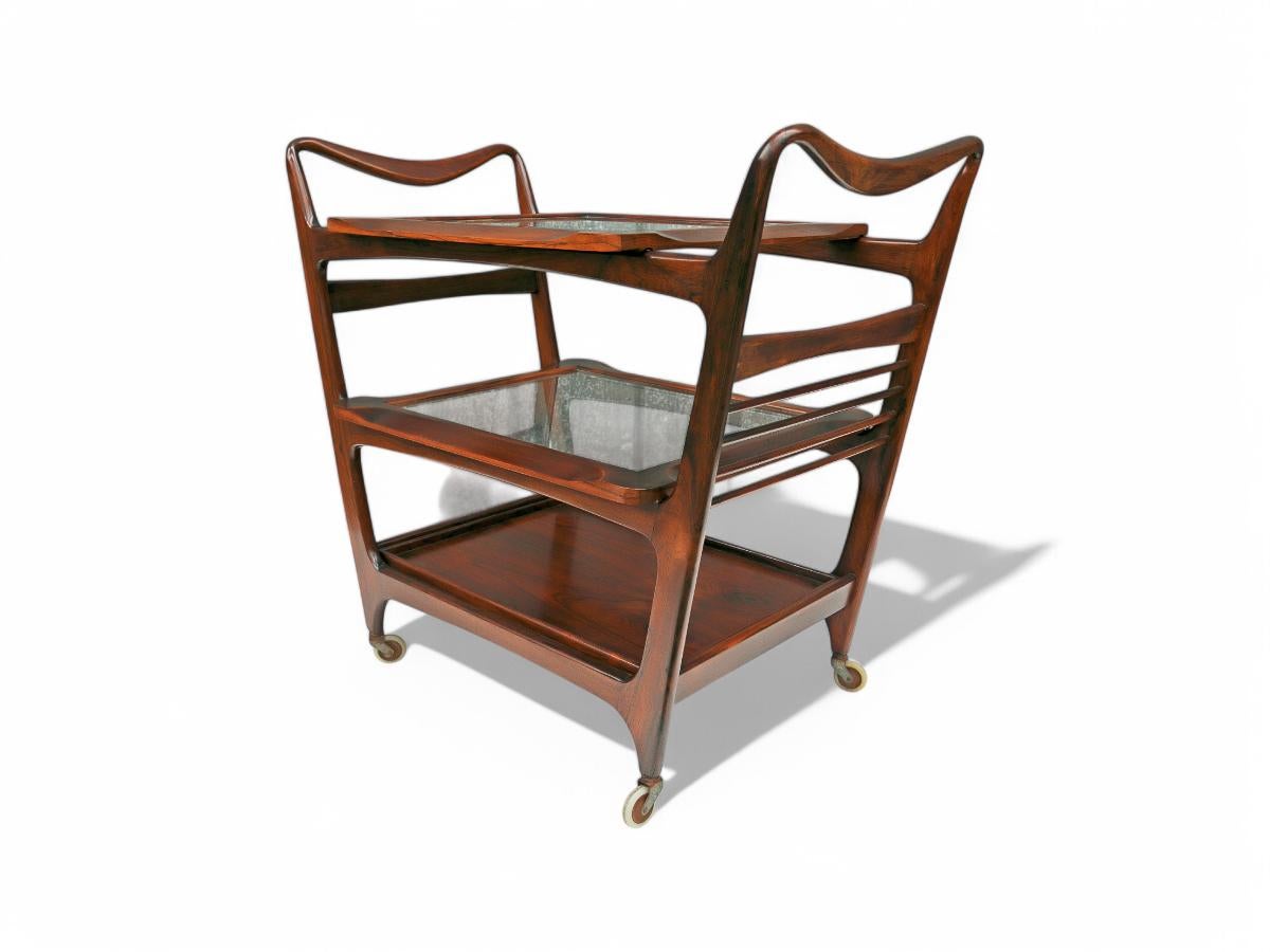 Brasilianischer moderner Barwagen aus Hartholz und Glas von Carlo Hauner, 1950er Jahre, Brasilien (Holzarbeit) im Angebot