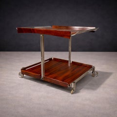 Carrello da bar moderno brasiliano in legno e metallo, Forma, anni '60