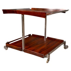 Carrello da bar moderno brasiliano in legno e metallo, Forma, anni '60