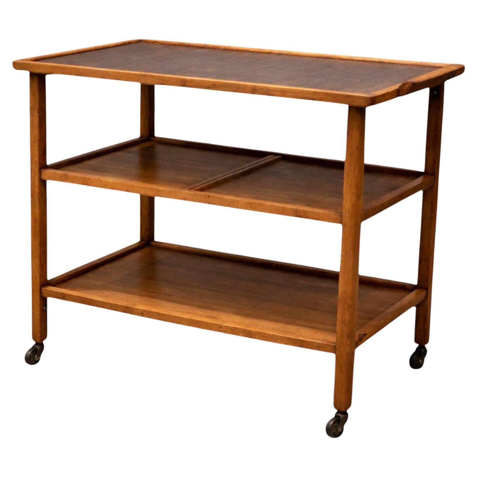 Brazilian Modern Bar Cart with Adjustable Shelves in Hardwood, Peter Kraft, 1960