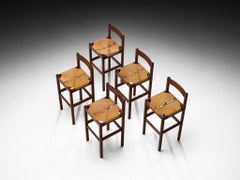 Brazilian Modern Bar Stools in Mahogany with Laced Leather Seats