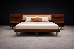 Carlo Hauner for Forma, Brazilian Rosewood Queen Bed with Integrated Nightstand