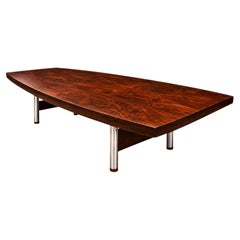 Brazilian Modern "Beg" Dining Table in Rosewood & Chrome, Sergio Rodrigues