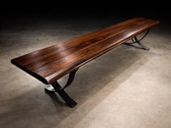 Panchina moderna brasiliana in legno duro e ferro, Liceu De Artes e Oficios, anni '60