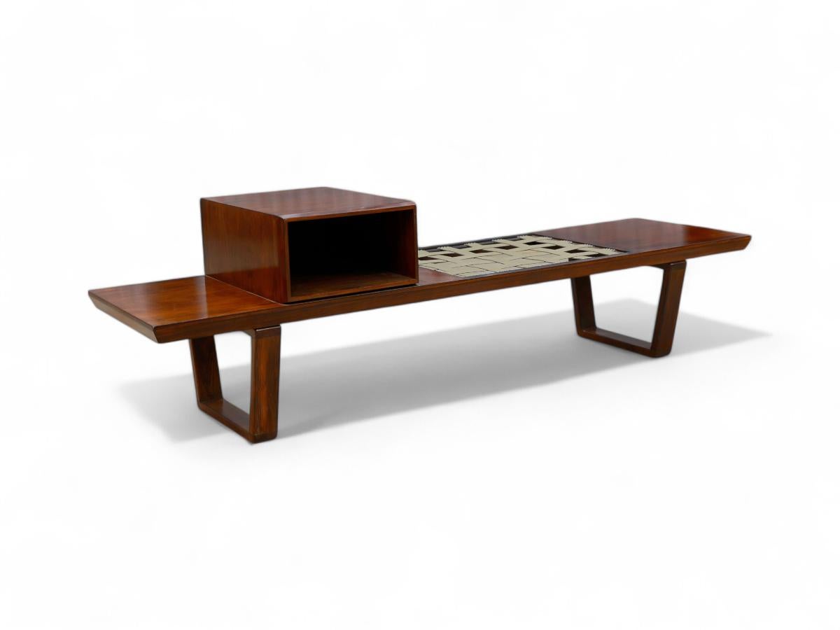 20th Century Brazilian Modern Bench in Hardwood, by Carlo Hauner for Forma, Brazil, c. 1950