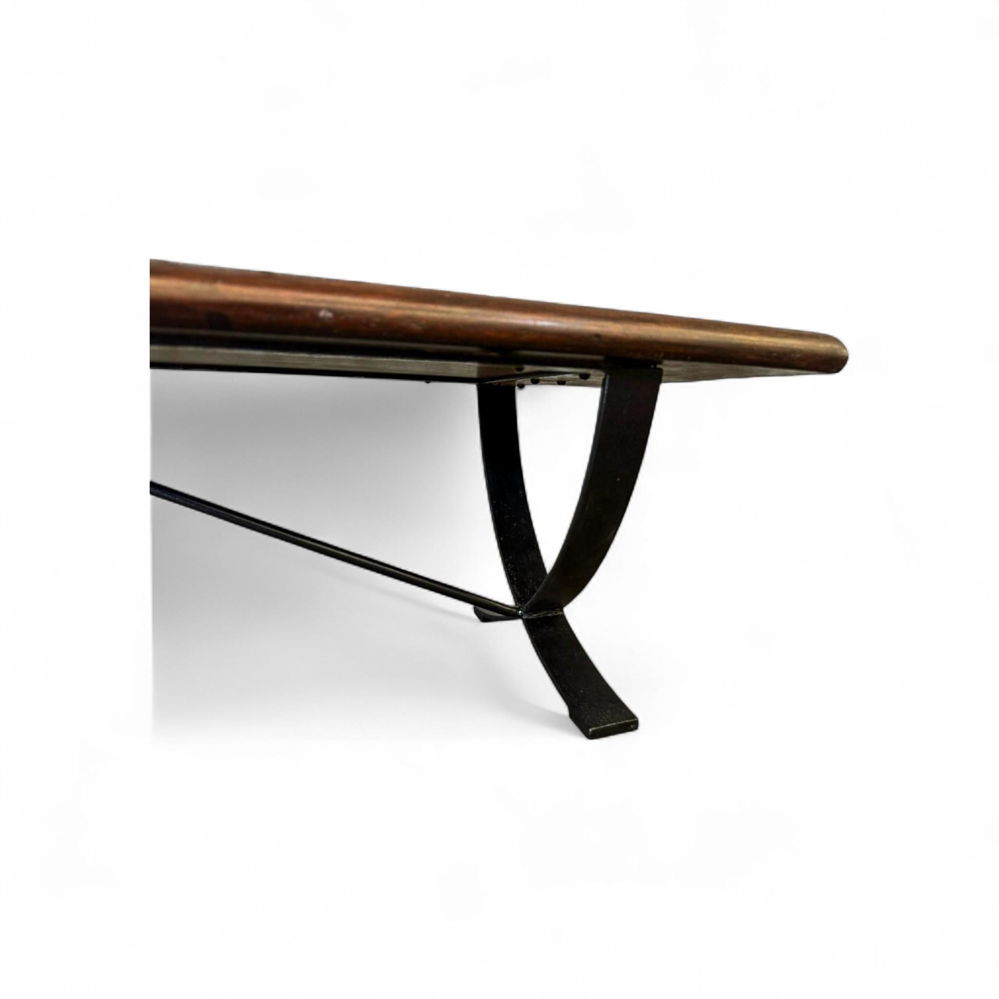 Banc moderne brésilien en bois dur et en fer, Liceu De Artes e Oficios, années 1960 en vente 3