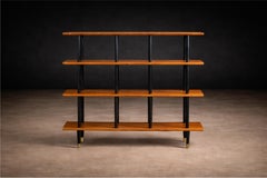 Brazilian Modern Bookshelf in Ebonized Pau Marfim with Bronze Sabots, Valerio