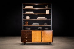 Brazilian Modern Bookshelf in Hardwood & Metal by Michel Arnault, 1960s