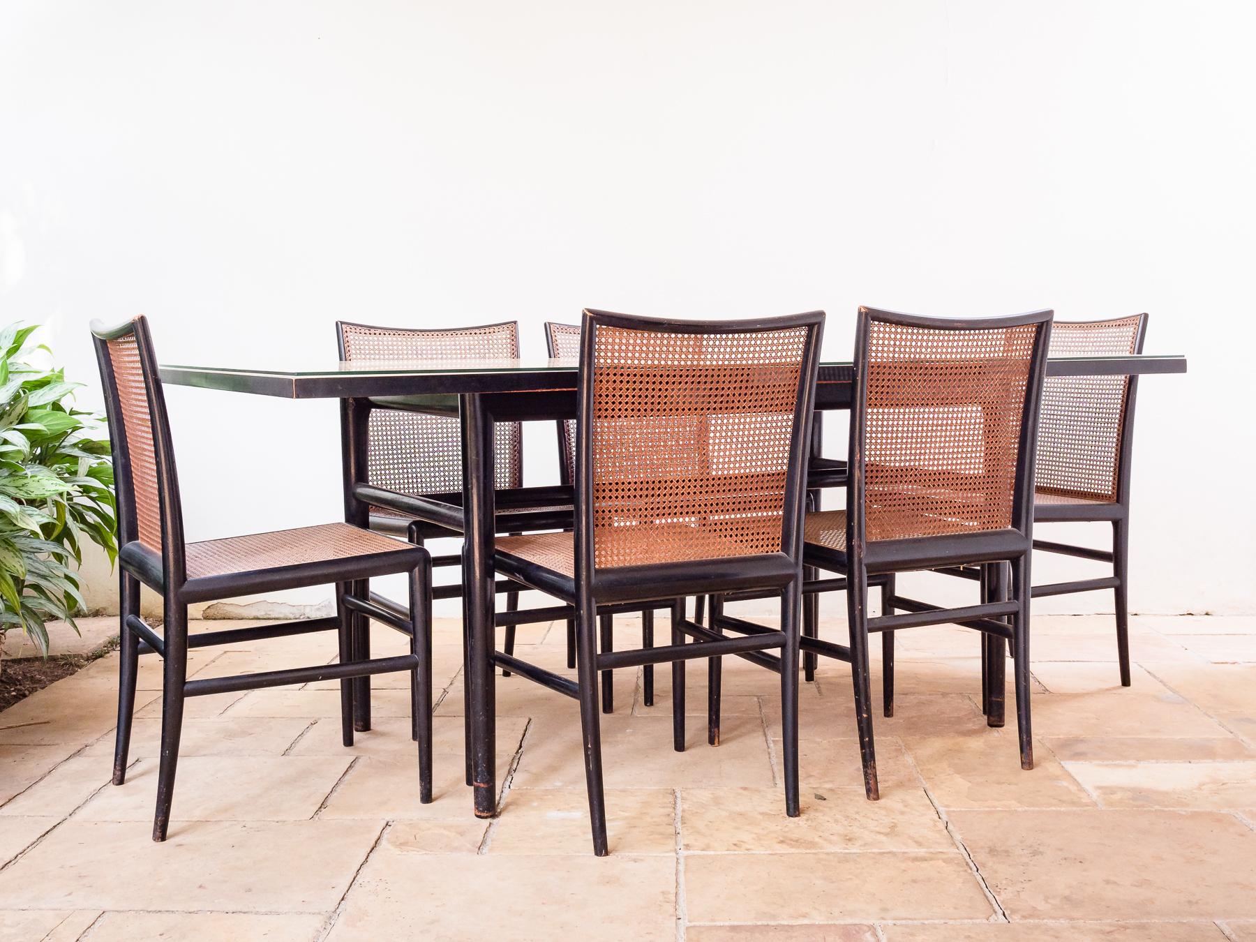 Brazilian Mid-Century Modern dining set, designed by Jacob Ruchti of the Branco & Preto Collective, 1952.
Catalogued in the book about the work of Branco & Preto on several different pages, this set is an epitome of the elegance and minimalism of