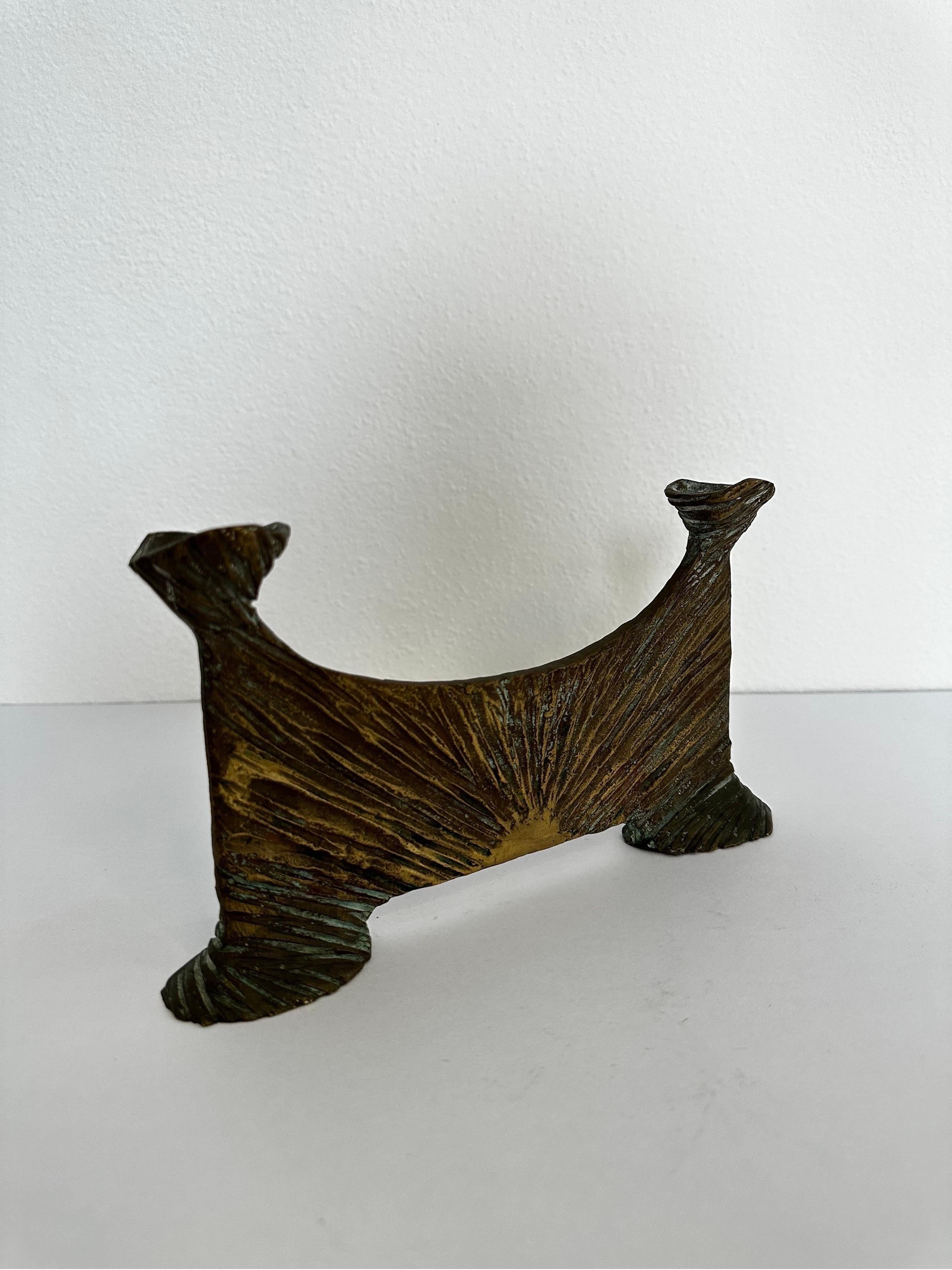 20th Century Brazilian Modern Bronze Candle Stick Holder, 1950s For Sale