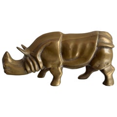 Brazilian Modern Bronze Rhino Sculpture, 1970s