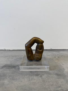 Brazilian Modern Bronze Sculpture of Two Fingers Snapping on Acrylic Base, 1980s