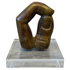 Brazilian Modern Bronze Sculpture of Two Fingers Snapping on Acrylic Base, 1980s
