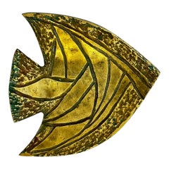 Vassoio moderno brasiliano in bronzo con disegni geometrici, anni '60