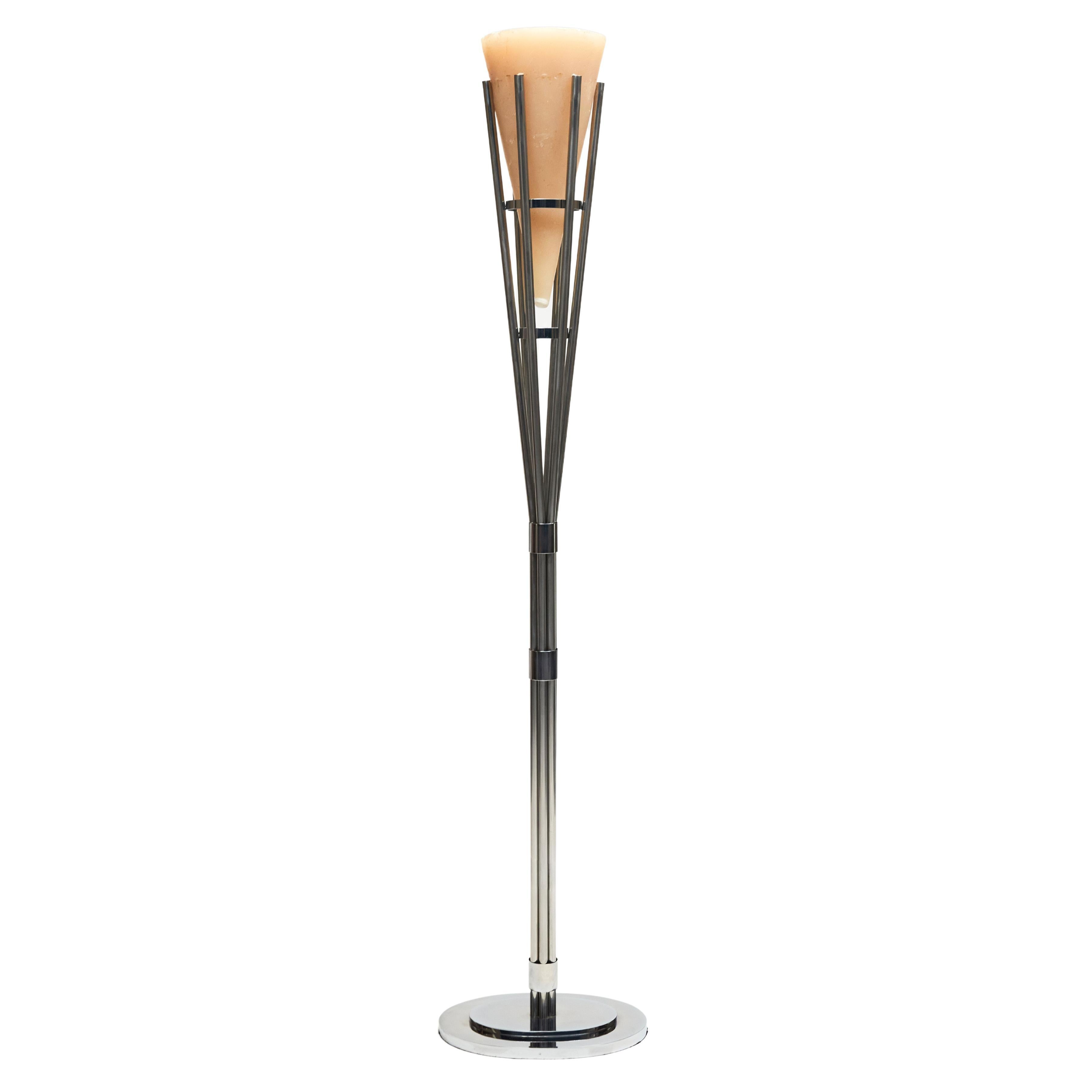 Brazilian Modern Candle Lamp in Silver Metal, 1960's For Sale