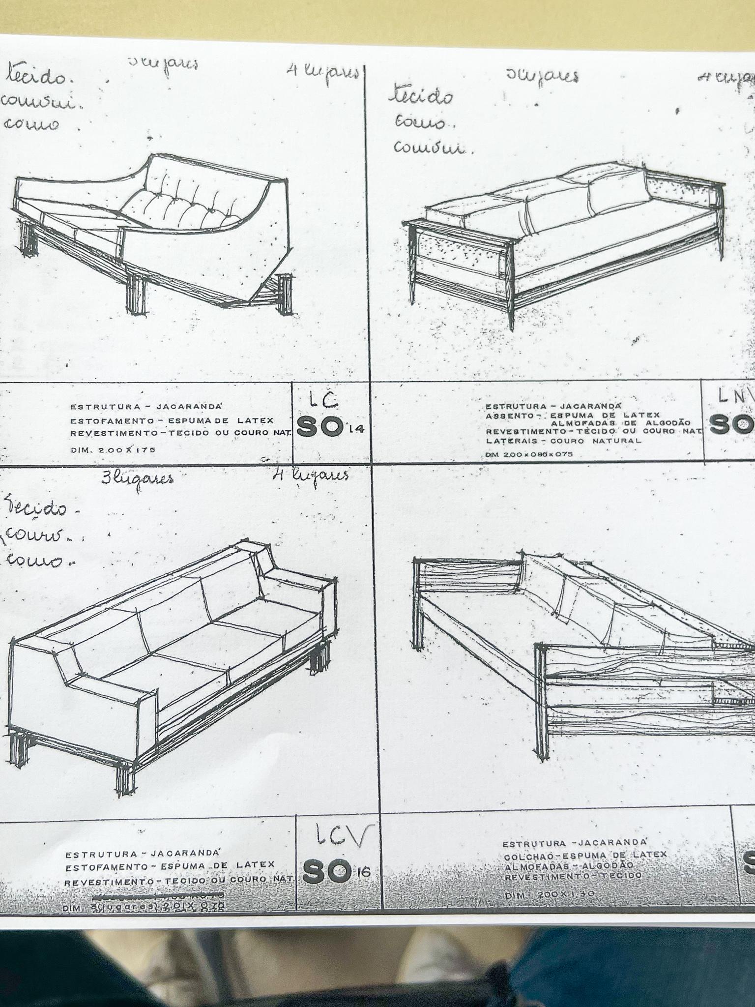 Canapé moderne brésilien en tissu vert et bois dur, Sergio Rodrigues, 1960 en vente 5