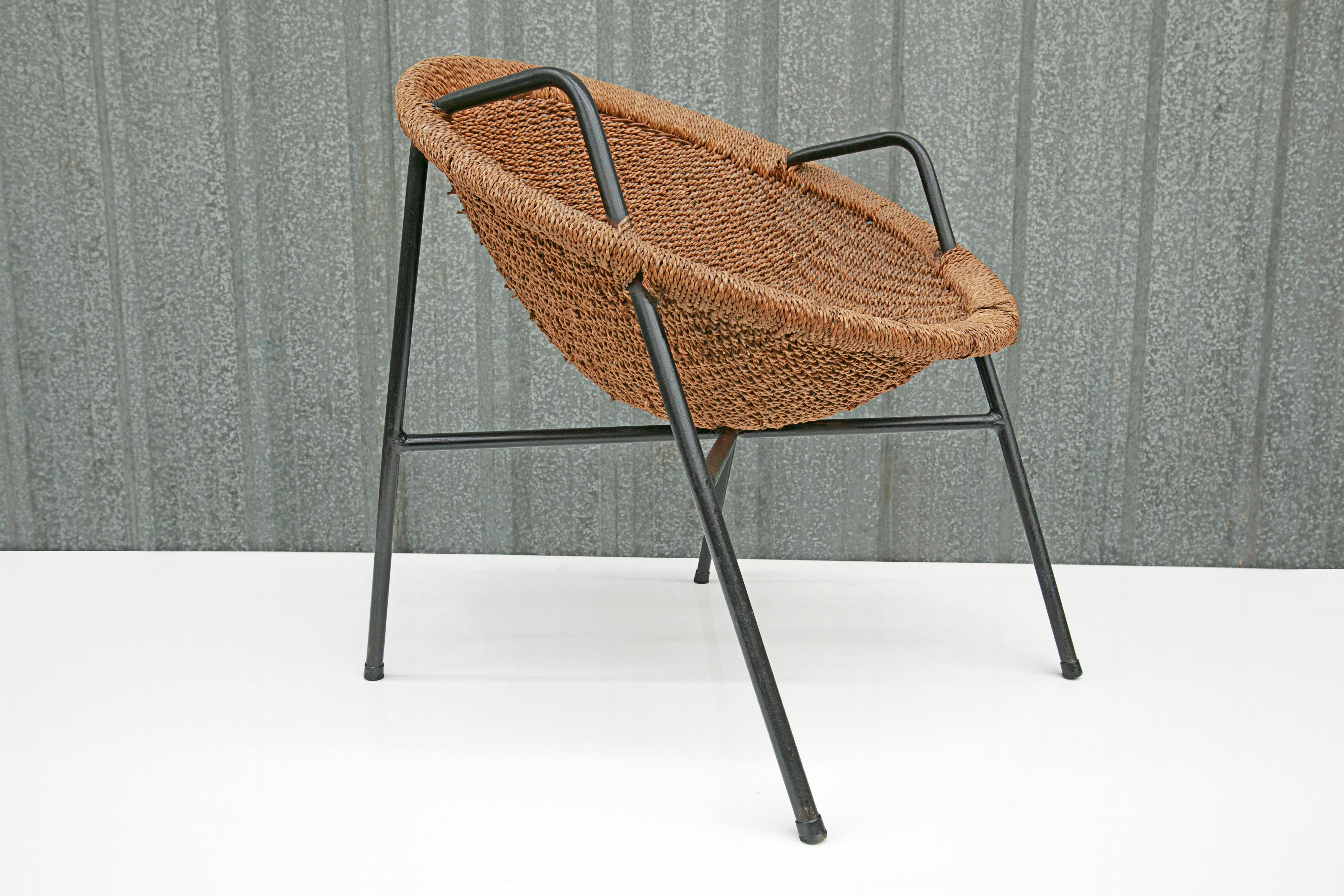 Mid-Century Modern Brazilian Modern Chair in Cane & Iron by Carlo Hauner & Martin Eisler, 1950s For Sale