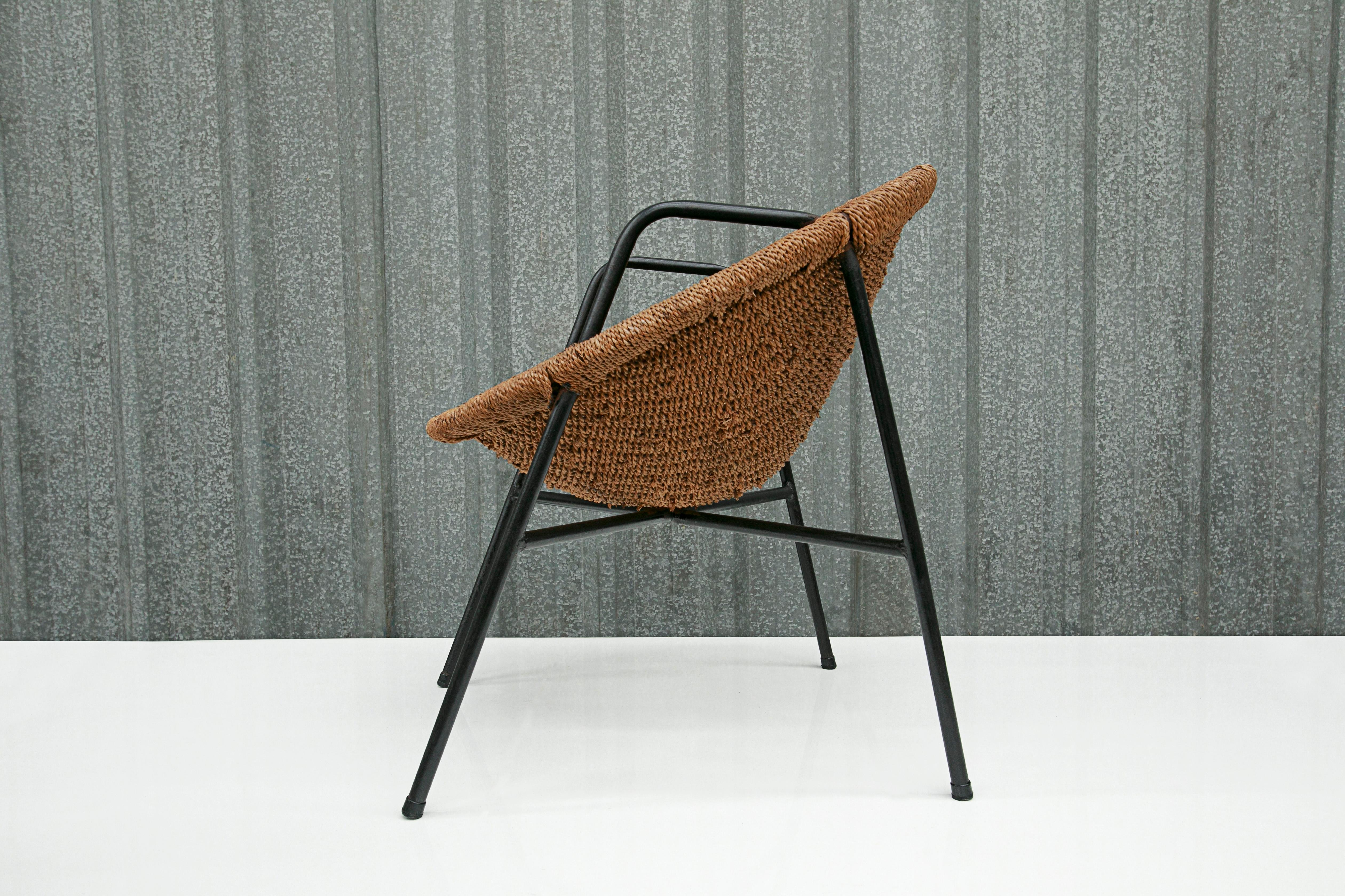 Caning Brazilian Modern Chair in Cane & Iron by Carlo Hauner & Martin Eisler, 1950s For Sale