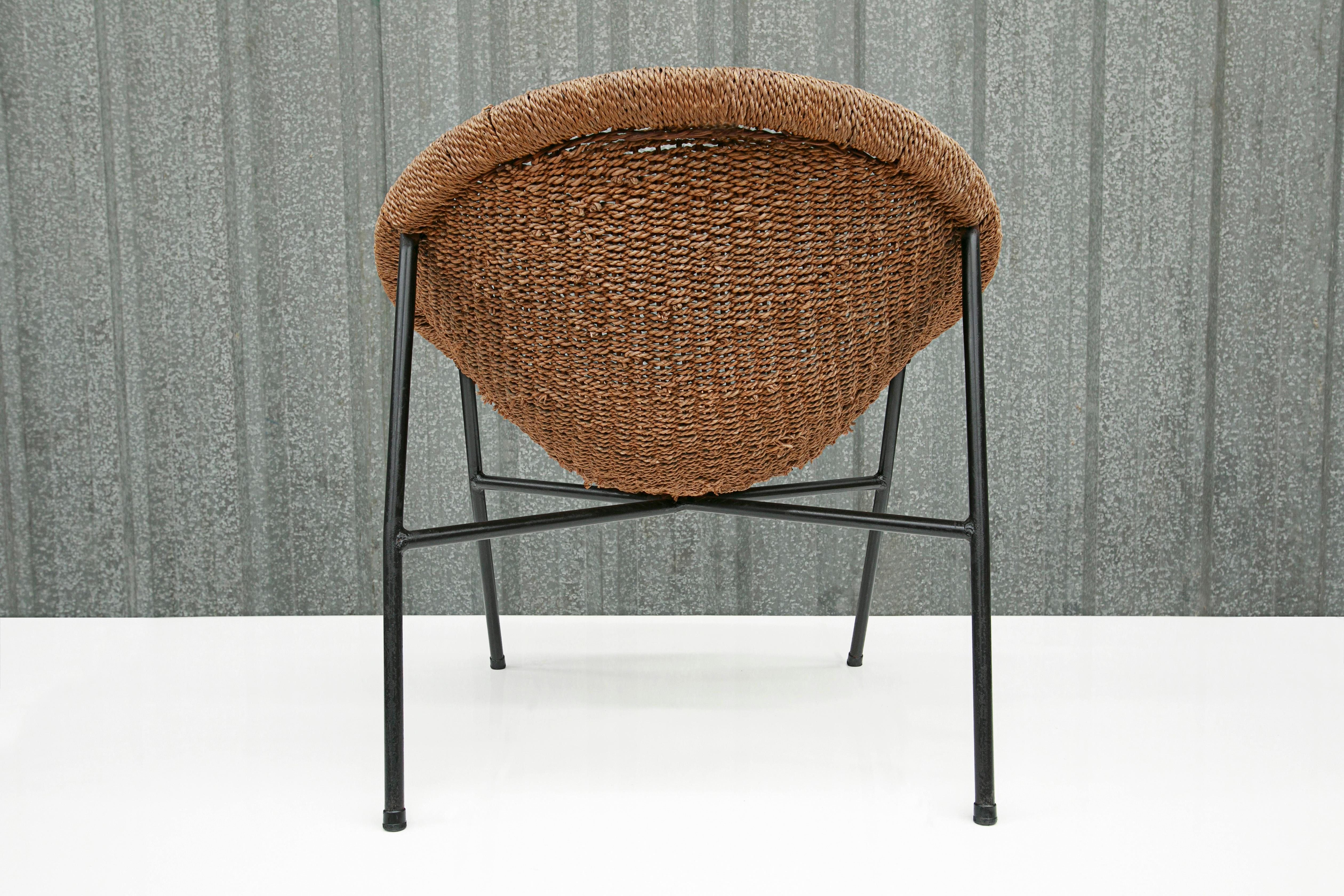 Mid-20th Century Brazilian Modern Chair in Cane & Iron by Carlo Hauner & Martin Eisler, 1950s For Sale