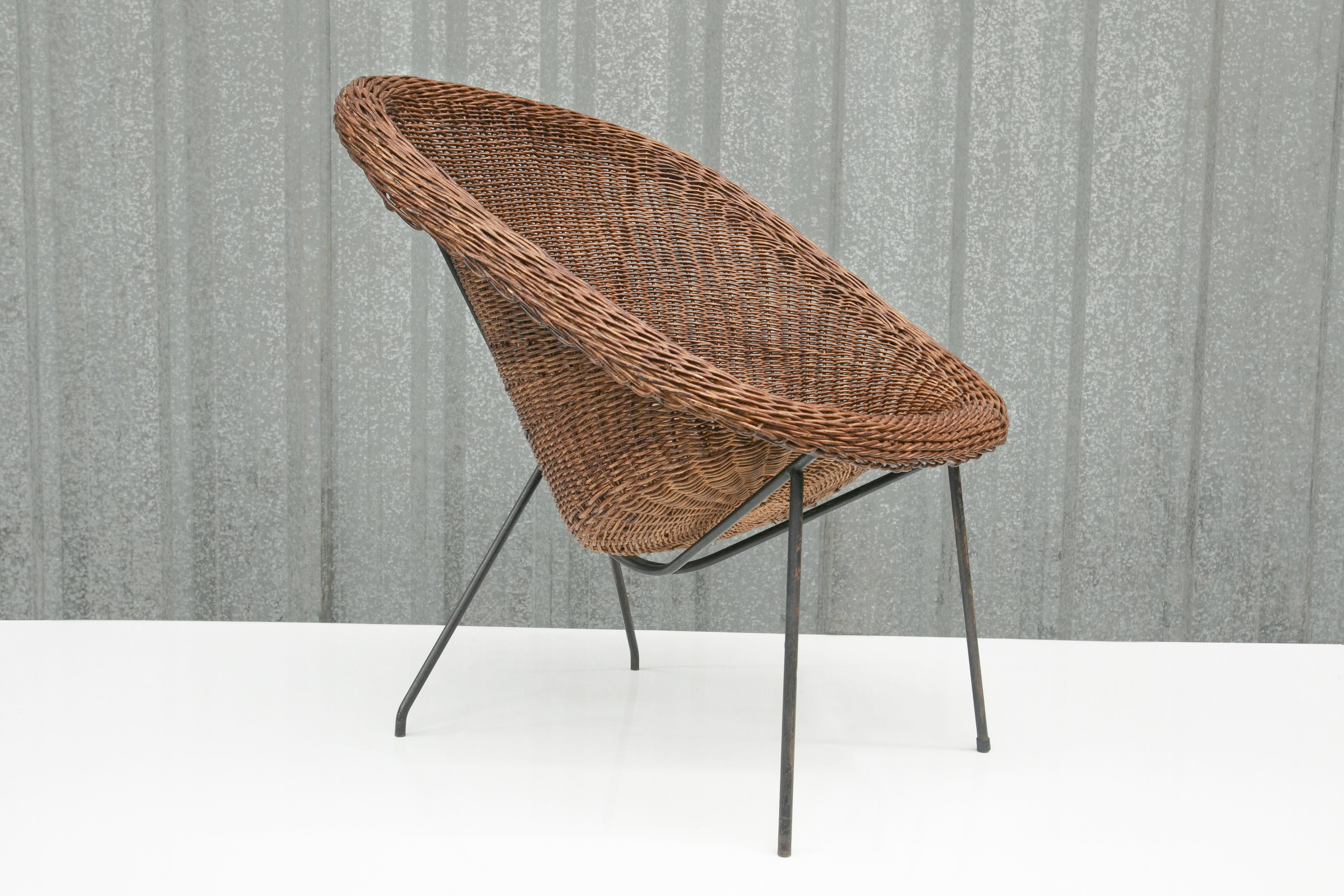 Mid-Century Modern Brazilian Modern Chair in Cane & Iron by Carlo Hauner & Martin Eisler, 1955 For Sale
