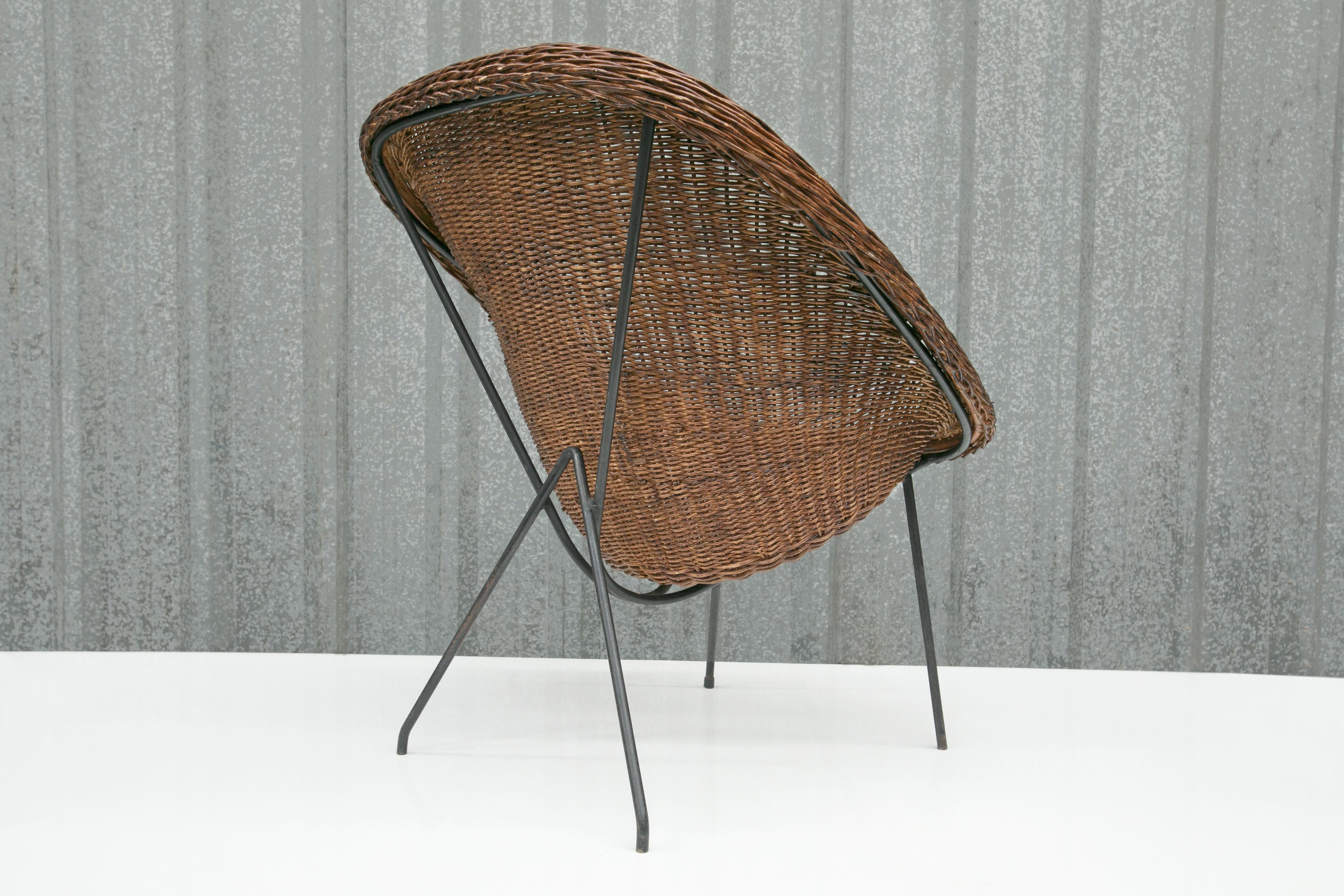 Mid-20th Century Brazilian Modern Chair in Cane & Iron by Carlo Hauner & Martin Eisler, 1955 For Sale