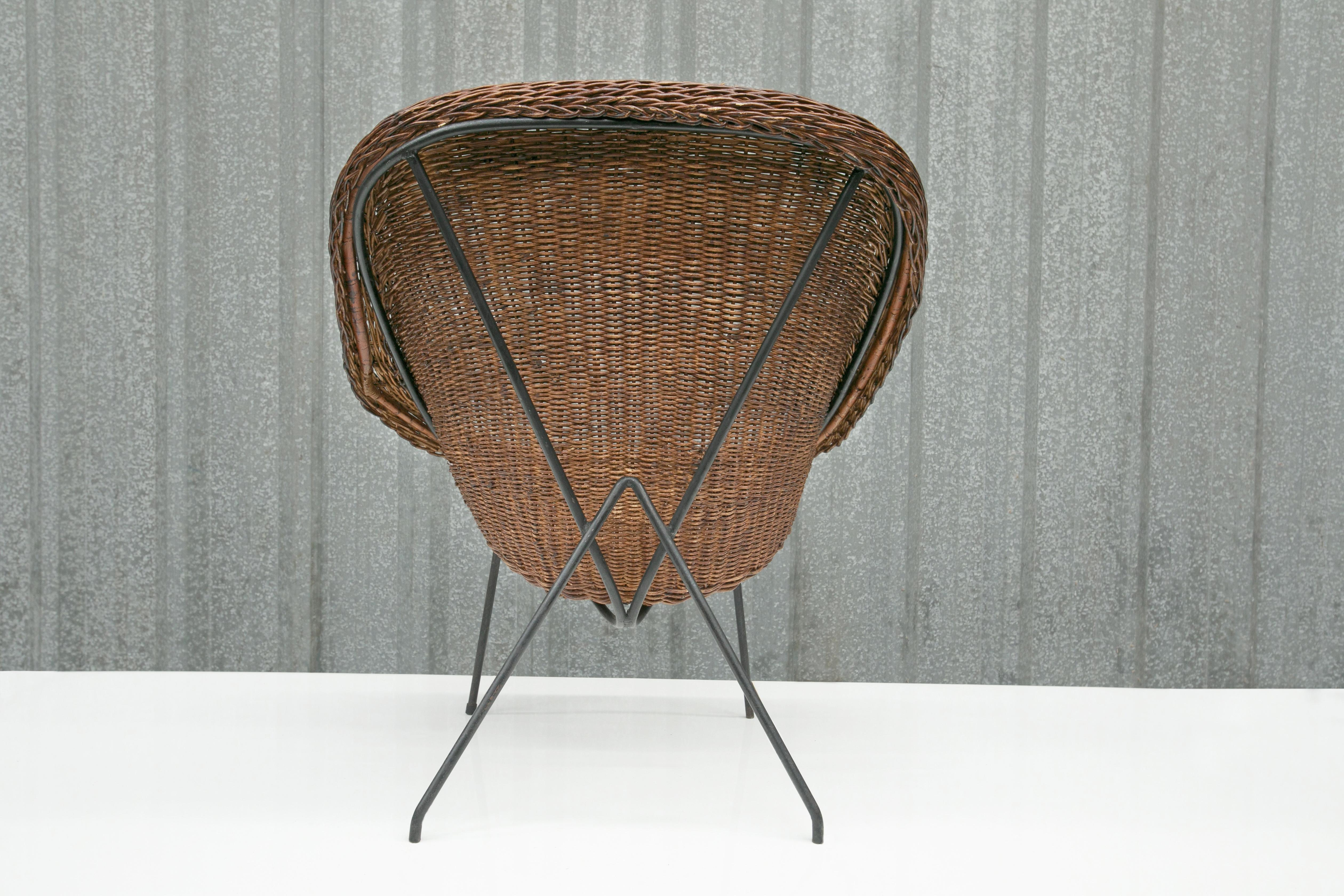 Brazilian Modern Chair in Cane & Iron by Carlo Hauner & Martin Eisler, 1955 For Sale 1