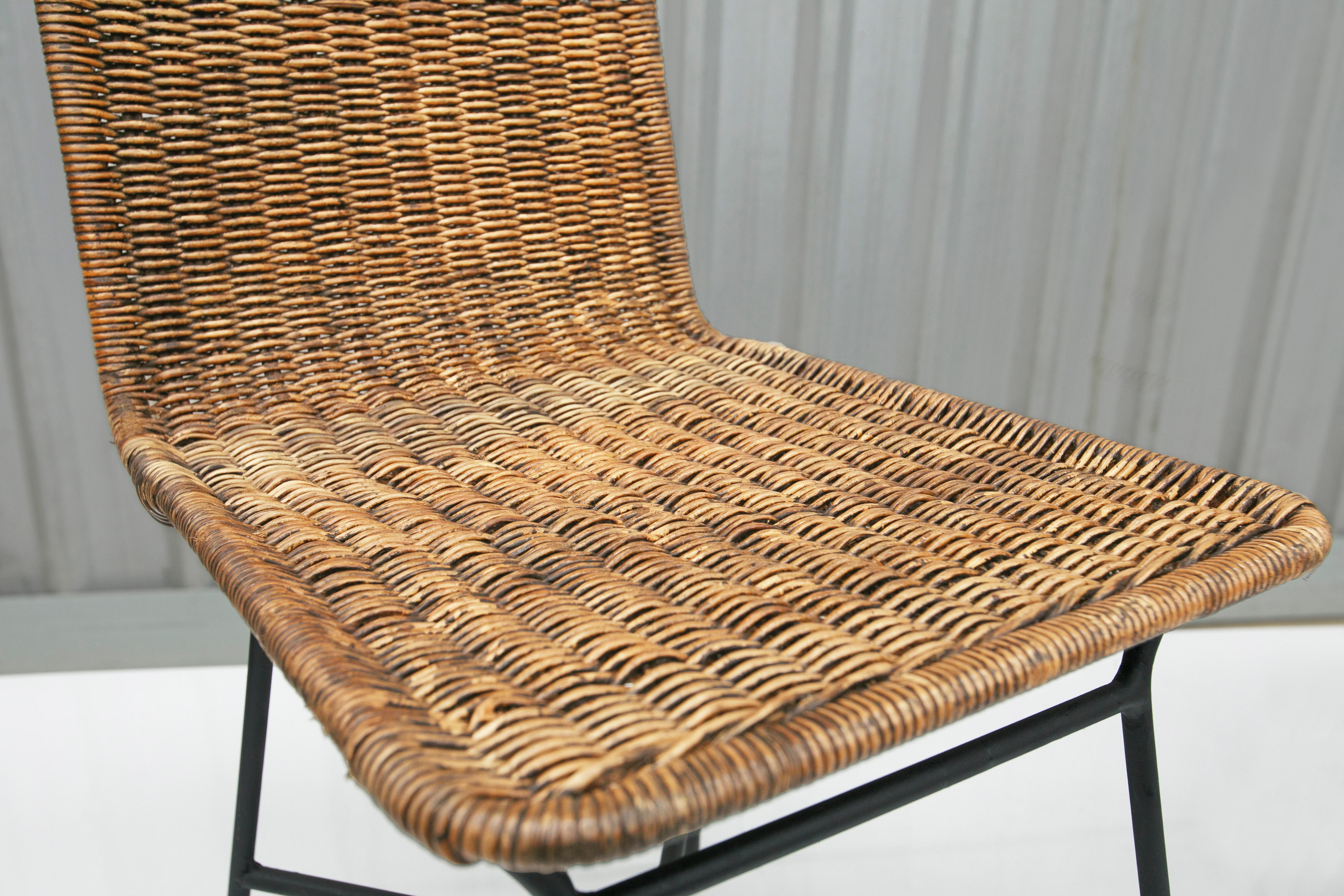 Brazilian Modern Chairs in Caning and Metal by Carlo Hauner, 1950s, Brazil In Good Condition For Sale In New York, NY