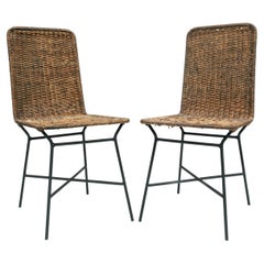 Retro Brazilian Modern Chairs in Caning and Metal by Carlo Hauner, 1950s, Brazil