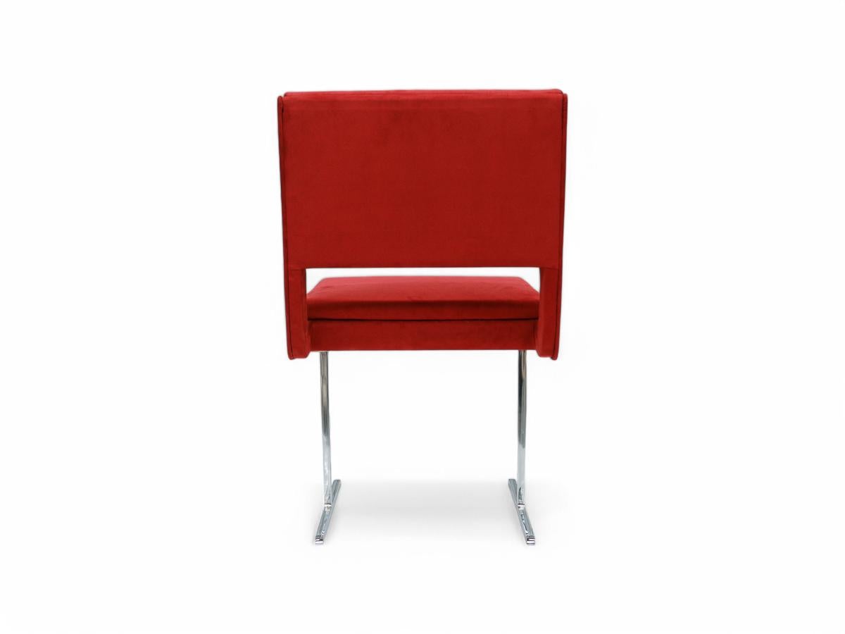 Sillas modernas brasileñas de cromo y ante rojo, Jorge Zalszupin, 1965 Brasil Moderno de mediados de siglo en venta
