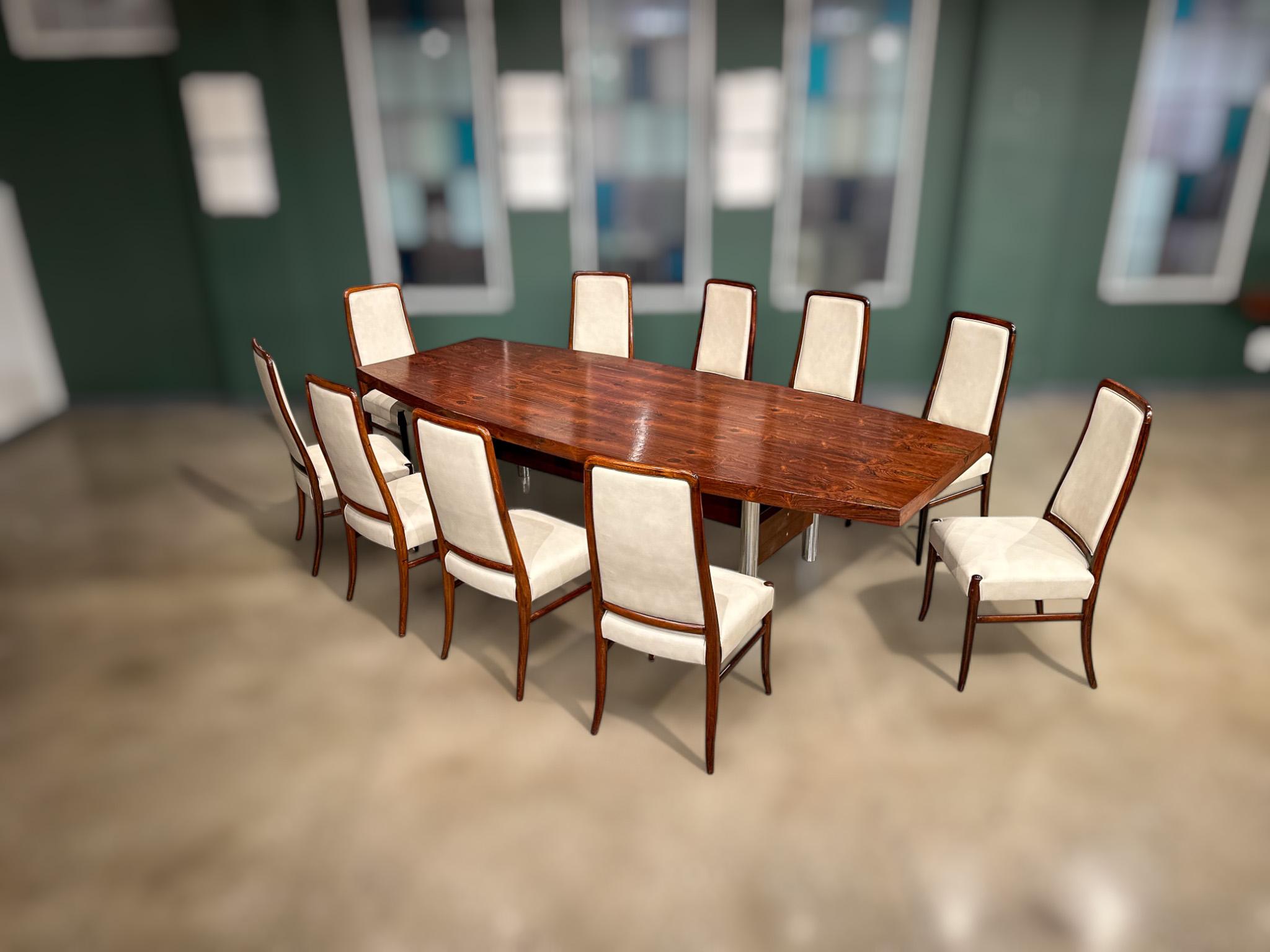 Sillas Modernas Brasileñas en Madera Dura y Cuero Beige, Joaquim Tenreiro Años 60 en venta 3