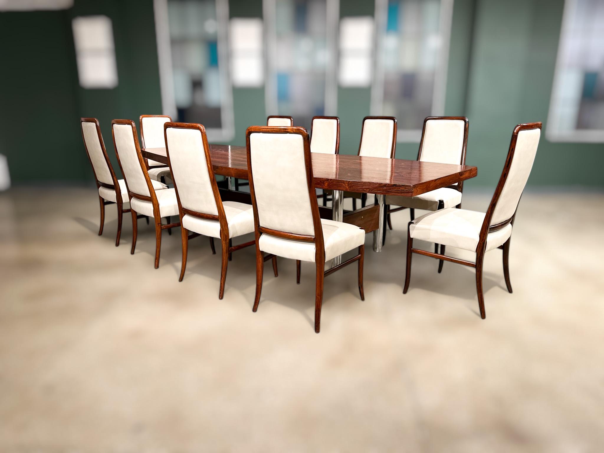Sillas Modernas Brasileñas en Madera Dura y Cuero Beige, Joaquim Tenreiro Años 60 en venta 2