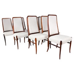 Chaises modernes brésiliennes en bois dur et cuir beige, Joaquim Tenreiro, années 1960