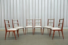 Brazilian Modern Chairs in Hardwood & Beige Leather, Unknown, Brazil, 1950s